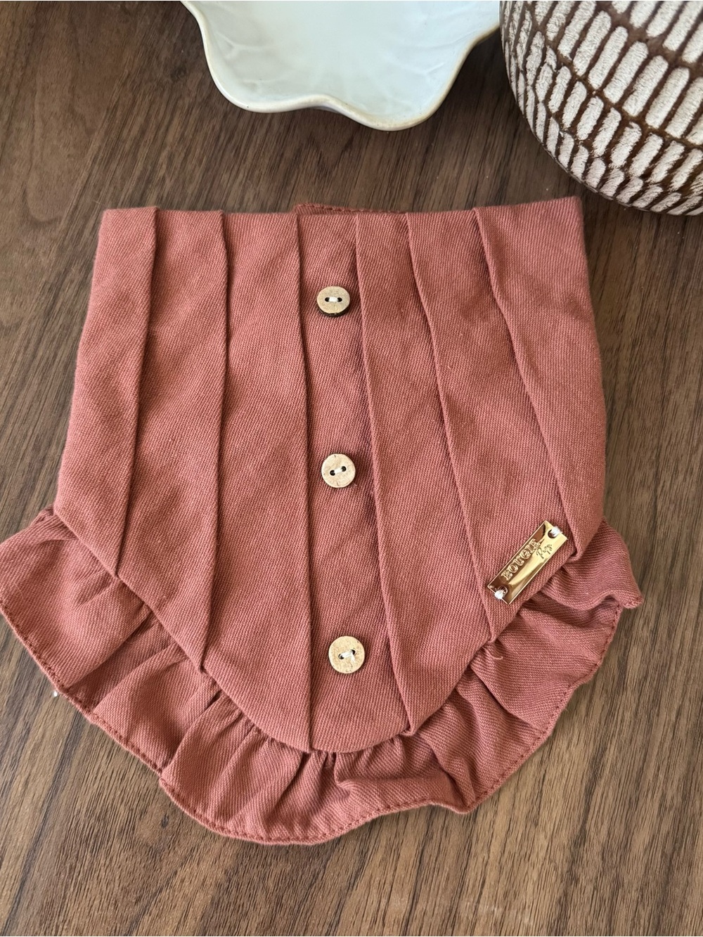 Ruffle-Trim Dog Bandana in Dusty Rose